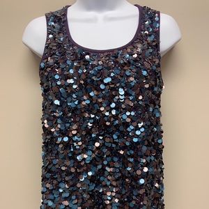 Chicos Black Label 0 Purple Sequin Metallic Blouse